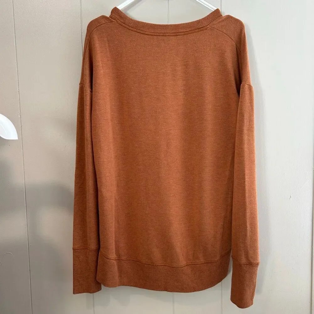 Athleta Cozy Karma Rust Brown Long Sleeve Sweatshirt Women’s Small Petite